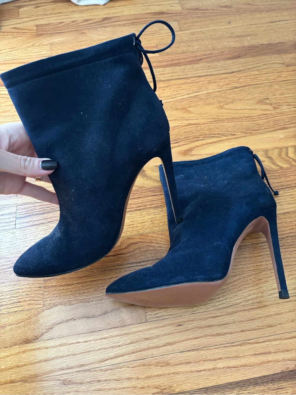 ALAÏA Black Suede Stiletto Ankle Boots